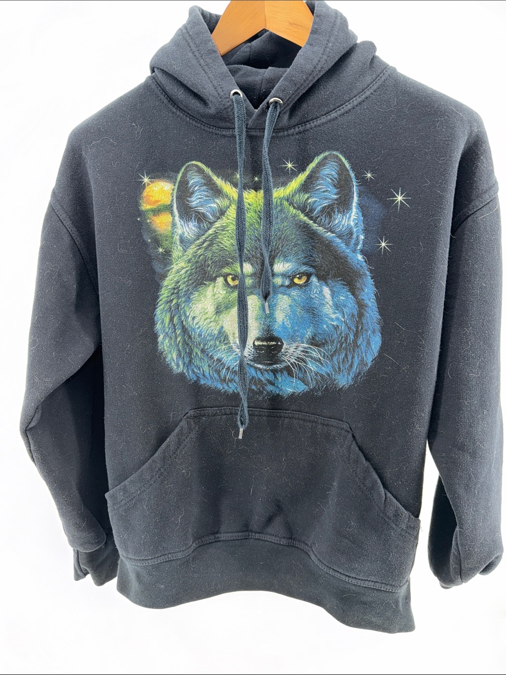 Black Wolf Graphic Hoodie - Men's Pullover Sweater